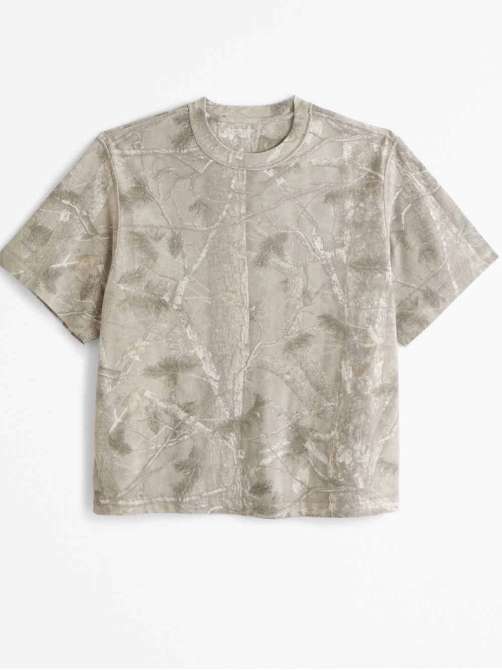 Abercrombie & Fitch premium heavyweight cropped tee - light sand